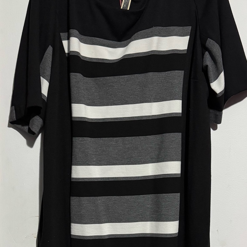 Julian Taylor Black and White Striped Midi Dress